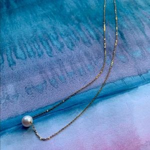 18k gold chain white pearl necklace